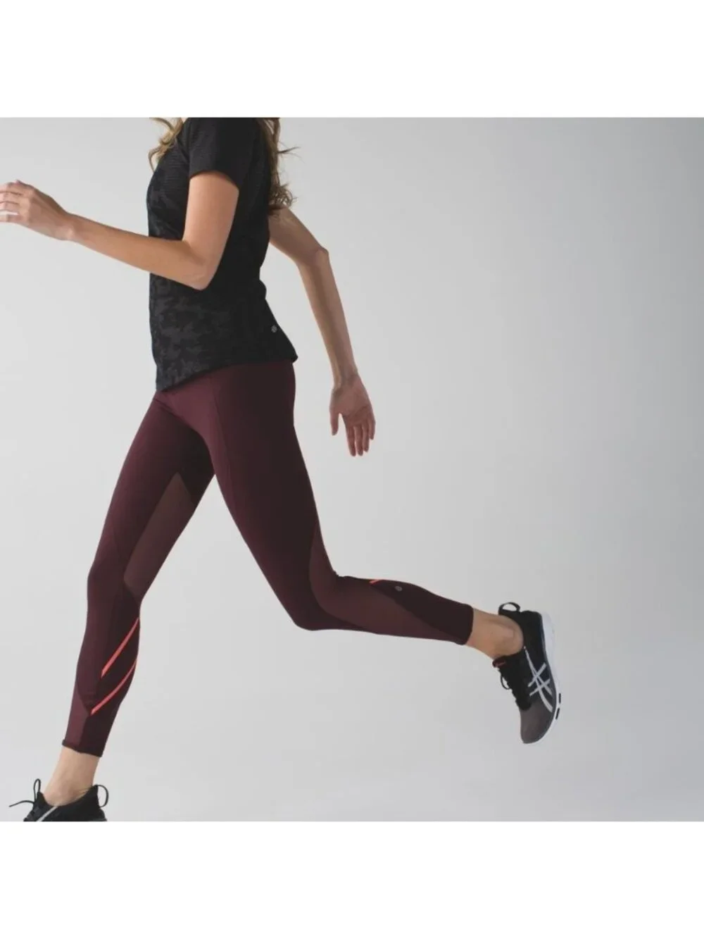 Lululemon All Meshed Up 7/8 Tight Bordeaux Drama / Flash Light